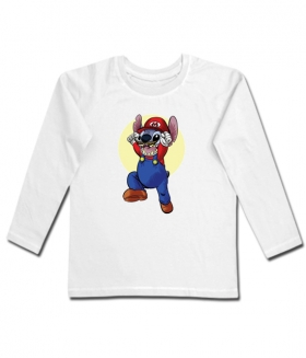 Camiseta Stitch & Mario